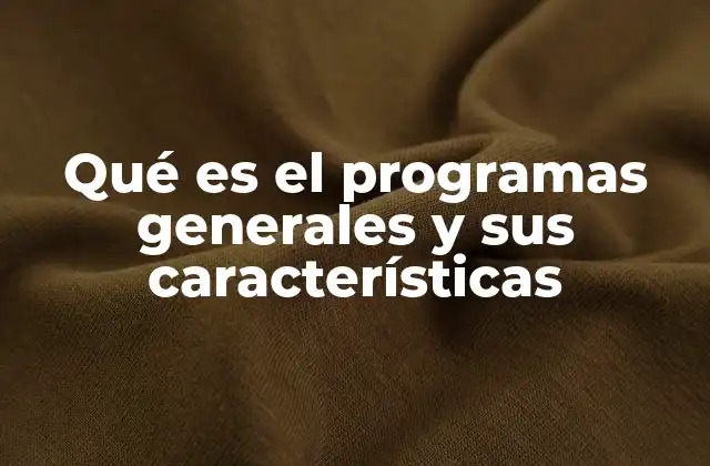 Qué es el Programas Generales y Sus Características