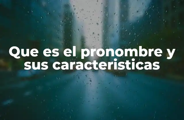 Que es el Pronombre y Sus Caracteristicas