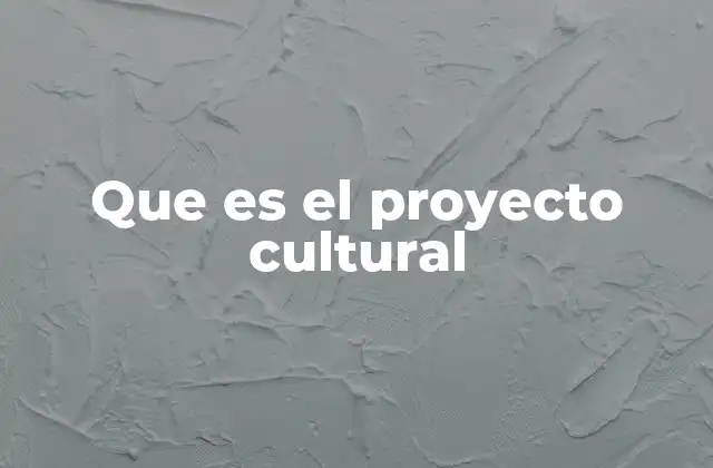 Que es el Proyecto Cultural