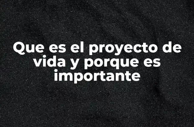 Que es el Proyecto de Vida y Porque es Importante