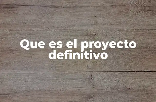 Que es el Proyecto Definitivo
