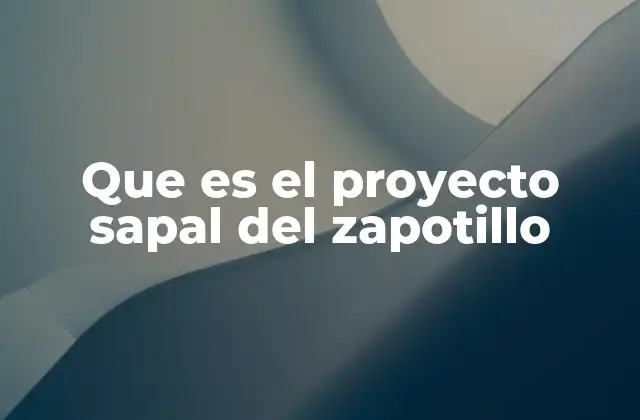 Que es el Proyecto Sapal Del Zapotillo