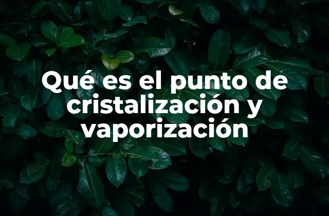 Qué es el Punto de Cristalización y Vaporización