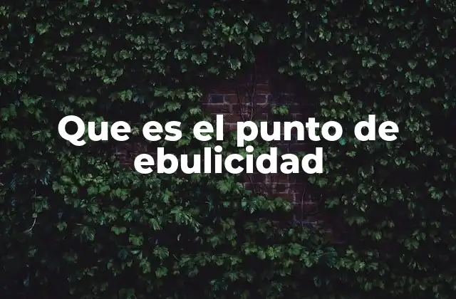 Que es el Punto de Ebulicidad