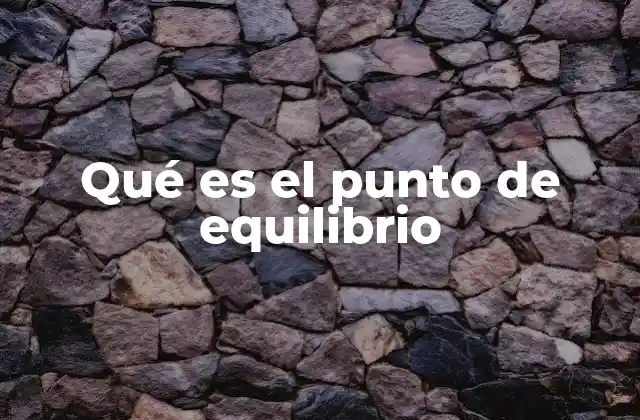 Qué es el Punto de Equilibrio