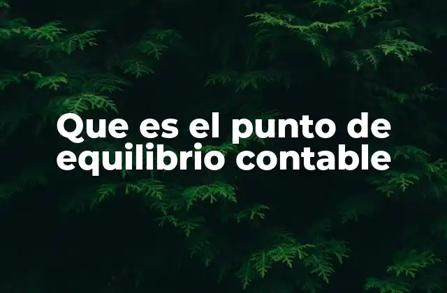 Que es el Punto de Equilibrio Contable