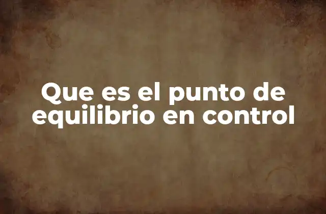 Que es el Punto de Equilibrio en Control
