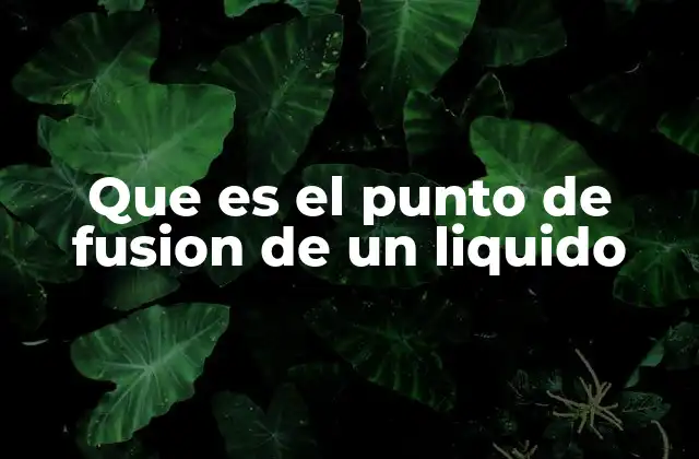 Que es el Punto de Fusion de un Liquido