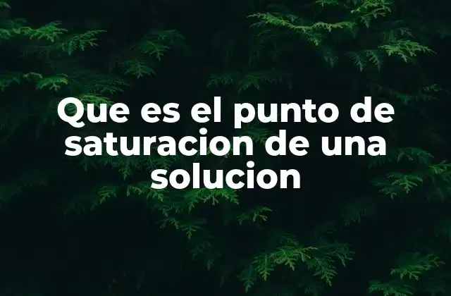 Que es el Punto de Saturacion de una Solucion