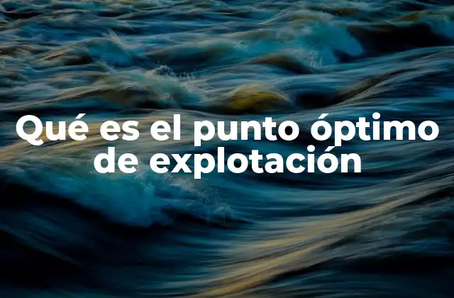 Qué es el Punto Óptimo de Explotación