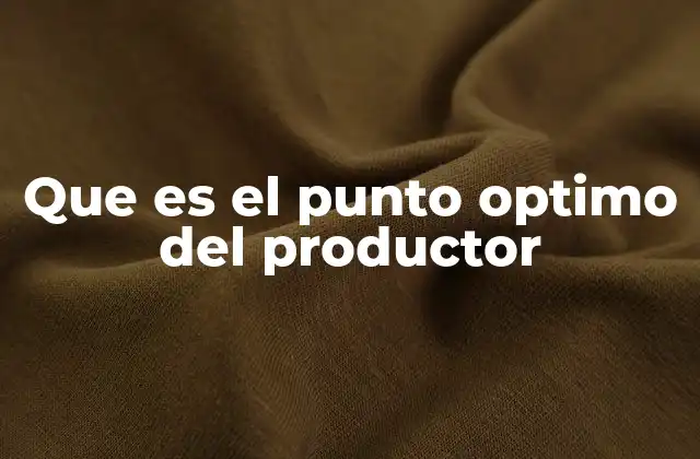 Que es el Punto Optimo Del Productor