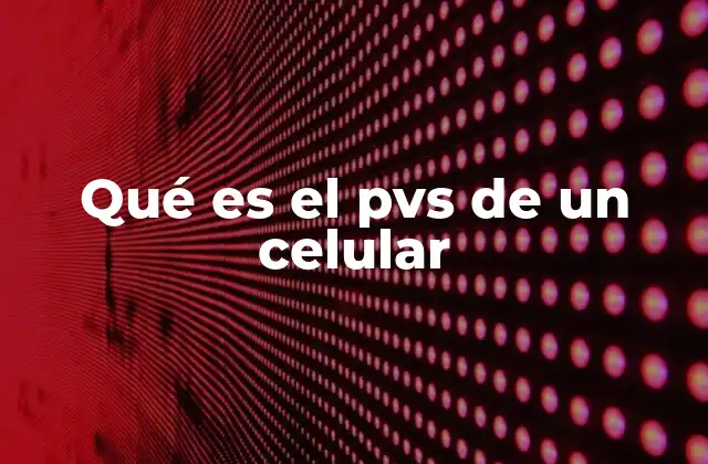 Qué es el Pvs de un Celular