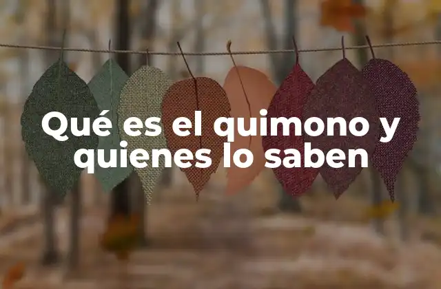 Qué es el Quimono y Quienes Lo Saben