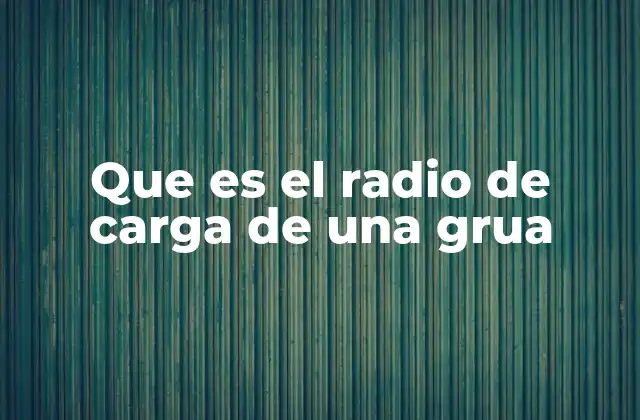 Que es el Radio de Carga de una Grua