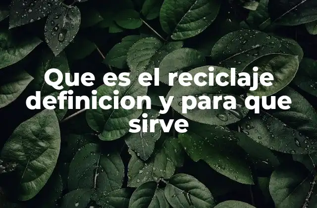 Que es el Reciclaje Definicion y para que Sirve