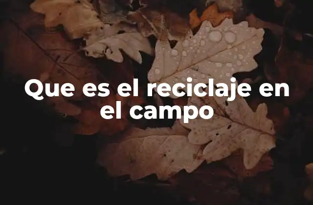 Que es el Reciclaje en el Campo
