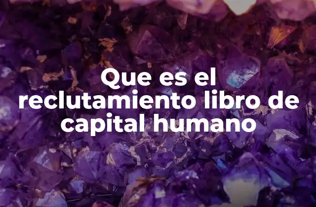 Que es el Reclutamiento Libro de Capital Humano