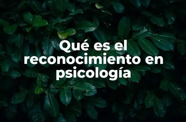 Qué es el Reconocimiento en Psicología