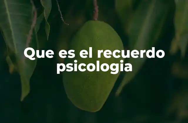 Que es el Recuerdo Psicologia