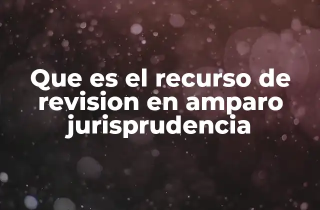 Que es el Recurso de Revision en Amparo Jurisprudencia