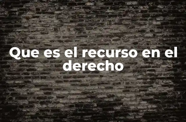 Que es el Recurso en el Derecho
