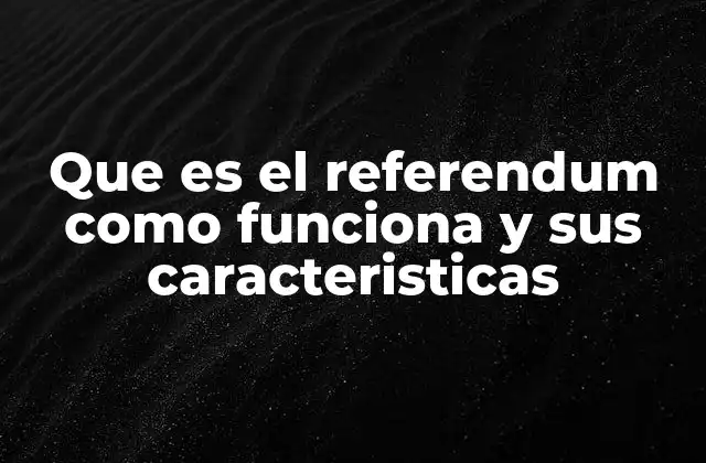 Que es el Referendum como Funciona y Sus Caracteristicas