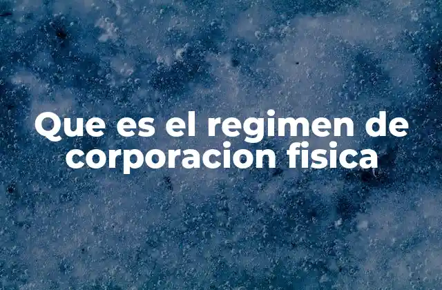 Que es el Regimen de Corporacion Fisica