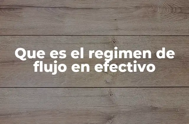 Que es el Regimen de Flujo en Efectivo