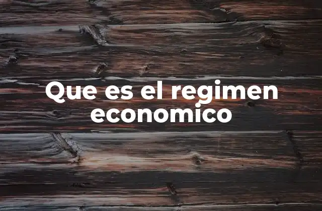 Que es el Regimen Economico