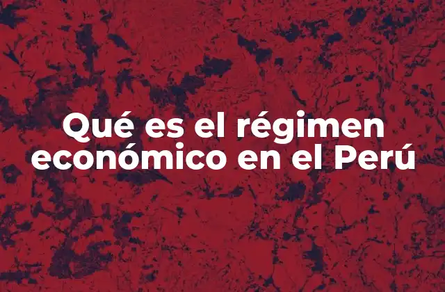 Qué es el Régimen Económico en el Perú