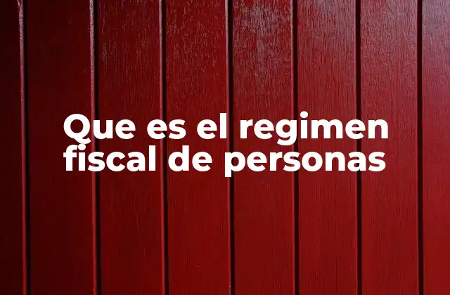 Que es el Regimen Fiscal de Personas