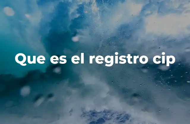 Que es el Registro Cip