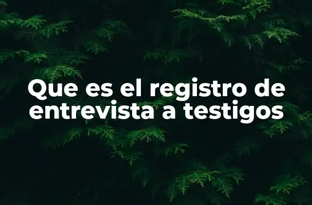 Que es el Registro de Entrevista a Testigos