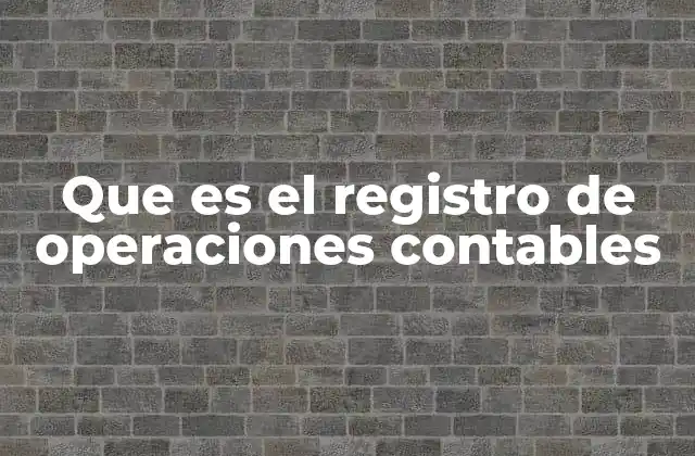 Que es el Registro de Operaciones Contables