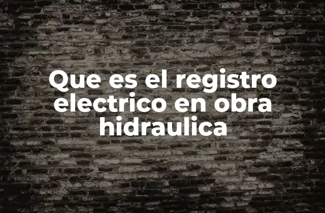 Que es el Registro Electrico en Obra Hidraulica
