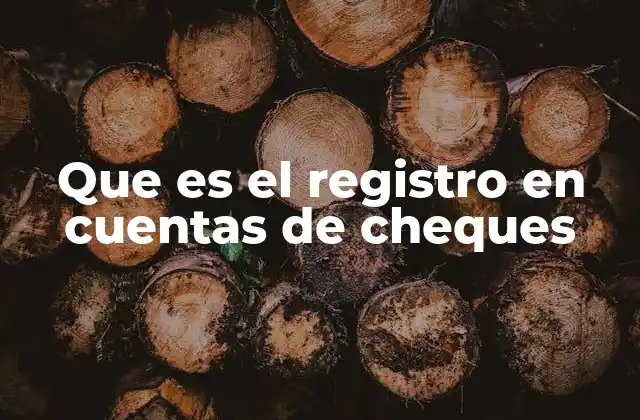 Que es el Registro en Cuentas de Cheques