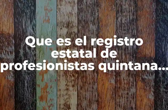Que es el Registro Estatal de Profesionistas Quintana Roo