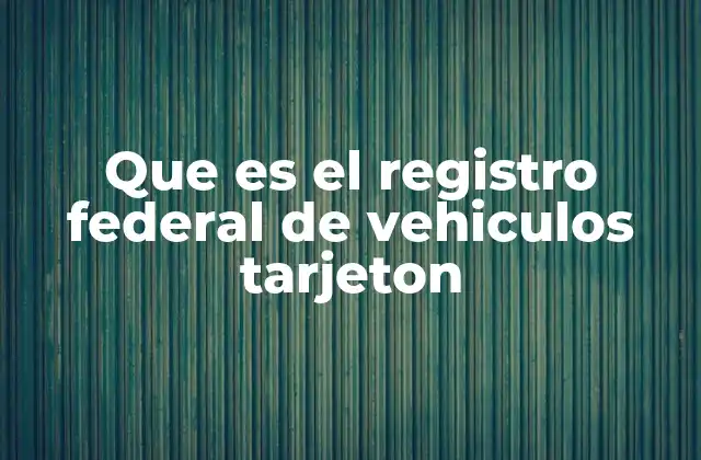 Que es el Registro Federal de Vehiculos Tarjeton