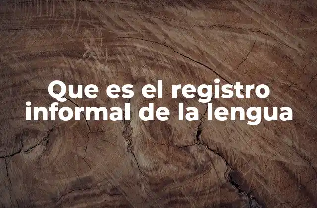 Que es el Registro Informal de la Lengua