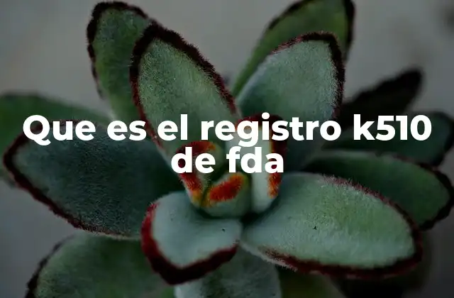 Que es el Registro K510 de Fda