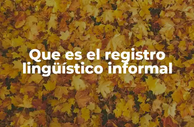 Que es el Registro Lingüístico Informal