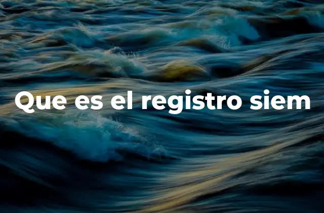 Que es el Registro Siem