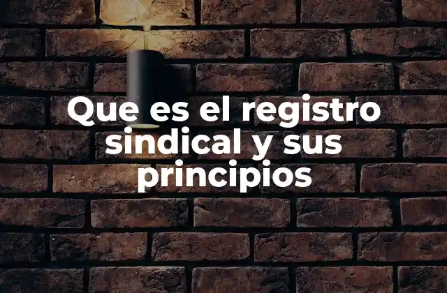 Que es el Registro Sindical y Sus Principios