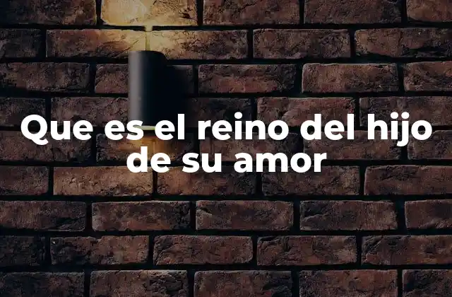 Que es el Reino Del Hijo de Su Amor