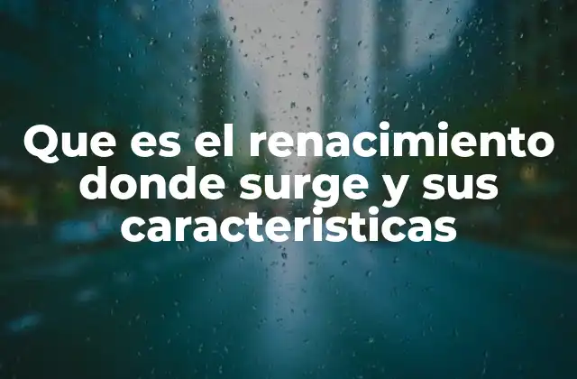 Que es el Renacimiento Donde Surge y Sus Caracteristicas