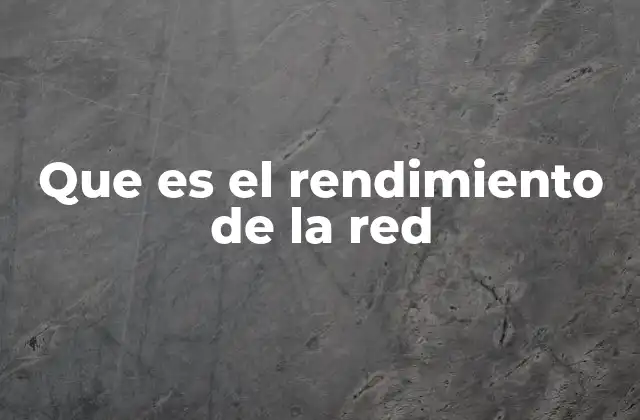 Que es el Rendimiento de la Red