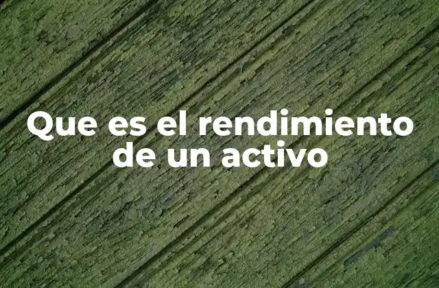 Que es el Rendimiento de un Activo