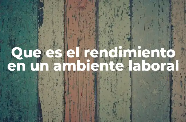 Que es el Rendimiento en un Ambiente Laboral