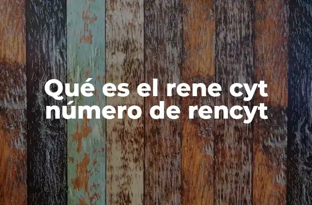 Qué es el Rene Cyt Número de Rencyt