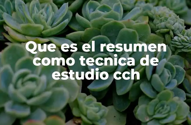 Que es el Resumen como Tecnica de Estudio Cch